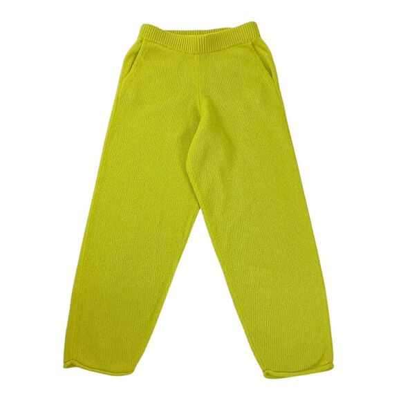 THE ELDER STATESMAN Size S 100% Cashmere Knit Pants Chartreuse Green Yellow Pant - Picture 6 of 7